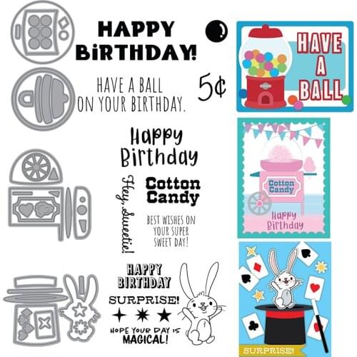 Magical Day Gumball Machine Cotton Candy Stand Clear Stamps and Dies for DIY Scrapbooking Craft Card 2021New