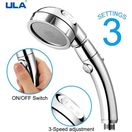 360 Degrees Rotating Adjustable Shower Head Three Mode Shower Water Pressure Boost Shower Head One Stop Water Control Button