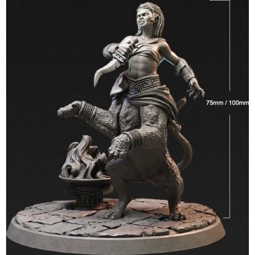 1/24 75mm 1/18 100mm Resin Model Kits The Bear Female Warrior Figure Unpainted No Color RW-312