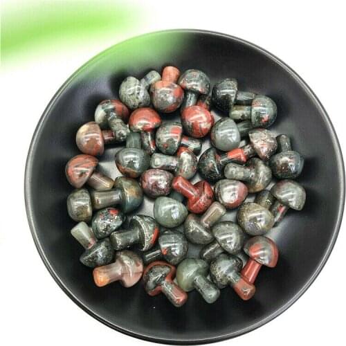 1PC Natural African Blood Stone Mushroom Shaped Crystal Stones Polished Healing Gift Natural Stones and Minerals