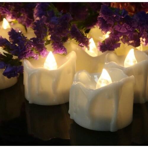 100PCs Flickering Flameless LED Tea Light dipped Wax Dripped tear Battery Operate Candle lamp Wedding Xmas Home Party bar decor