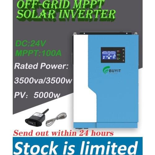 3500W Off Grid Solar Inverter 24VDC 100A Hybrid Inverter Rated Power 3500va PV 5000W with WIFI module Can Work Without Battery