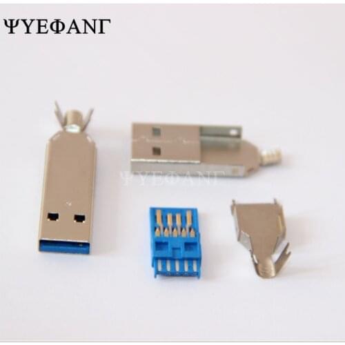 5PCS DIY USB 3.0 Male Connector USB Jack Soldering Type Line Tail Socket 3 in 1 High Speed USB 3.0 Jack Male Charging Socket