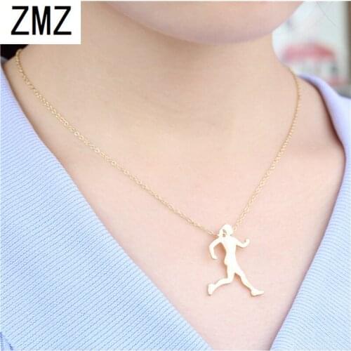 50pcs/lot European/US Popular Minimalist Athlete Running Girl Pendant Sports Outdoor Necklace Lovely Gift