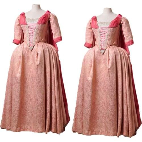 Tailored!Elegant Pink Duchess Queen Marie Antoinette Day Court regency Renaissance Theatre medieval Gown Ball dress HL-204