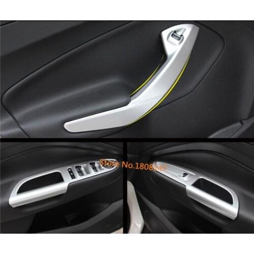 Car ABS Chrome Door Window Glass Panel Armrest Lift Switch Button Trim Frame 4pcs For Ford Kuga Escape 2017 2018 2019 2020