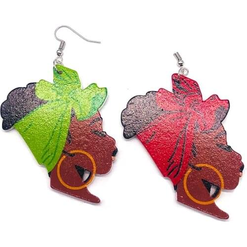 Free shipping! Newest Afro Woman Turban Headwrap Wooden Earrings can mixed colors