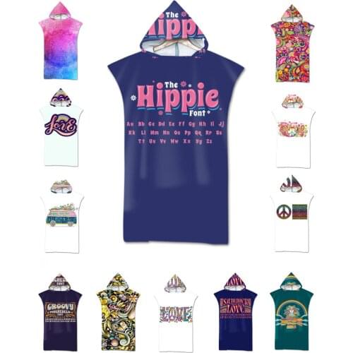 Free shipping Holiday Gift Pop Art Peace Love Mandala Flower Paisley Pattern Large Hooded Swim Surf Bath Beach Towel Poncho