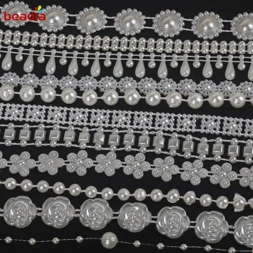 Hot Sale 3-10mm ABS Imitation Pearl Beads Chain Trim for DIY Wedding Party Decoration & Jewelry Findings Craft Headband 2-10M