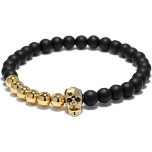 Skull 8mm bohemian multicolor Agate beads Chakra Reiki Buddha Yoga Bracelet elastic adjustable Volcanic Stone Bangles gjj4