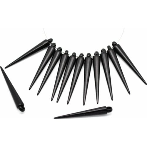 50Pcs Black Acrylic Spike Pendants Earrings DIY Making Jewelry Findings Charms 3.6x0.5cm