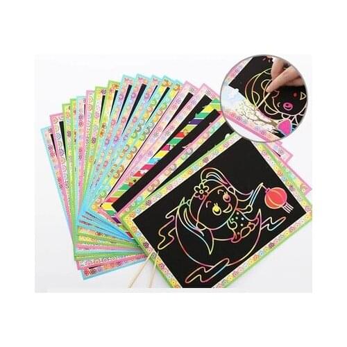 Childrens Colorful Scratch Paper Cartoon Handmade Diy Painting Graffiti Book Kindergarten Students Puzzle Gift