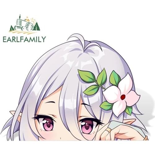EARLFAMILY 13cm x 9.5cm Anime Kokkoro Peeker Sticker DIY Graffiti Big Head Vinyl Creative Decal JDM Waterproof Peek Car Stickers