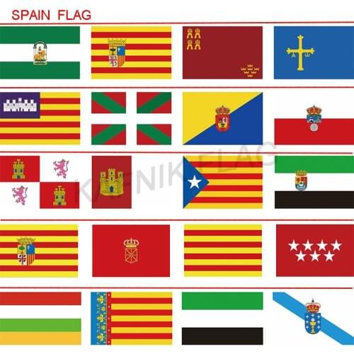 KAFNIK,90*150cm/128*192cm/192*288cm Spanish flag Estremadura/galicia/Madrid/murcia/navarra/larionha/valencia flags and banners