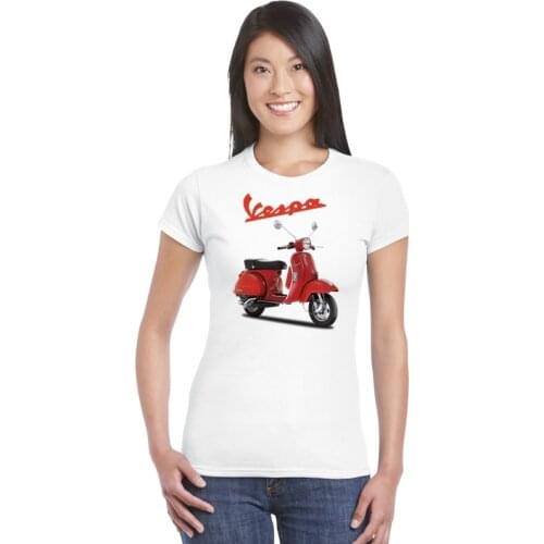Womens short sleeve cotton Tees surfing topshirts Piaggio scooter ladies T-shirt woman Tshirt Vintage Vespa motorcycle t shirt