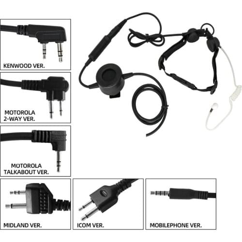 Tactical headset throat microphone vacuum sound CS portable neckline headset + walkie talkie PTT tactical PTT TCI PTT