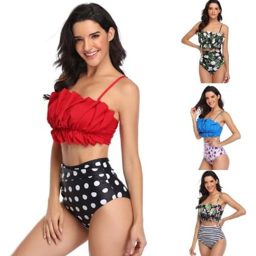 Ruffle Bikini Set Women High Waist Swimsuit Bathing Suit Plus Size Swimwear Beachwear Female Vintage Swim Suit XL Bikinis Mujer