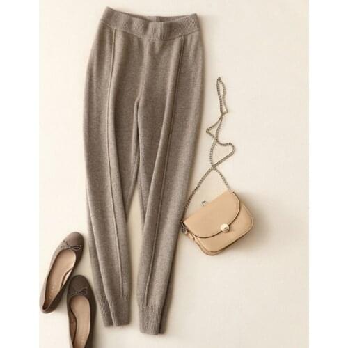 Korean casual fashion womens high quality 100% superior cashmere pants for winter