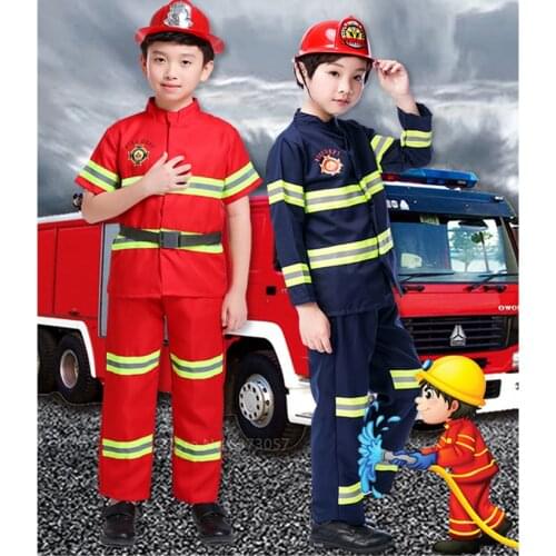 2020 New Year Halloween Costume for Kid Firefighter Uniform Children Sam Cosplay Fireman Role Play Fancy Clothes Boy Fancy Party