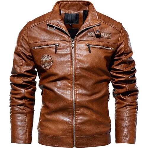 Leather Jacket Cool Fashion Mens Natural Motorcycle Hip Hop Biker Coat Men Winter Warm PU Leather Jacket 3XL