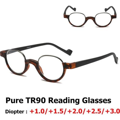Fashion Reading Glasses Ultralight Flexible TR90 Oval Half Rim Frame Good Quality Hyperopia Lens Plus +100 +150 +200 +250 +300