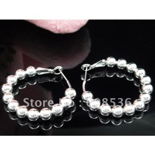 Fashion jewelry, S925 Silver color earring, 8M Bead Ear Rings Fashion Silver color Ball Ear Rings E188 For Lover Best Gifts