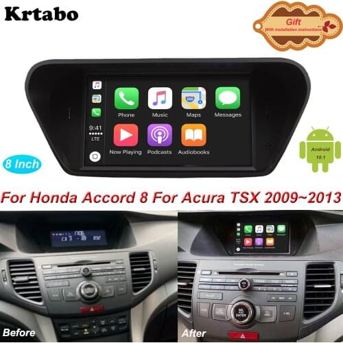 For Acura TSX For Honda Accord 8 2009~2013 Android 10.1 Multimedia Player Car Radio GPS 8 inch IPS Screen Apple Carplay OBD2