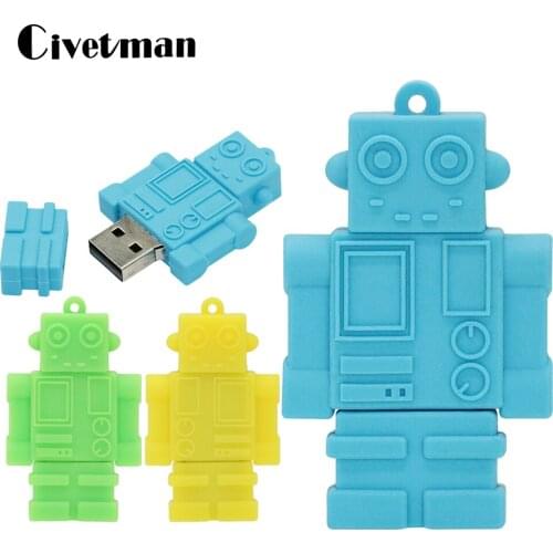 Cartoon Robot USB Flash Drive 4GB 8GB 16GB 32GB 64GB 128GB 256GB Pendrive Flash Memory Stick Pen Drive Memoria USB Stick Disk