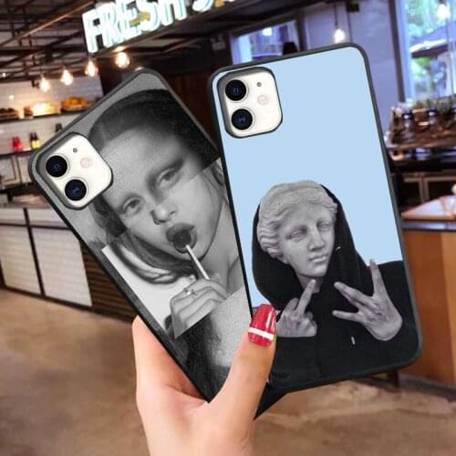 Funny Art Oil Painting TPU Soft Case for iPhone 12mini 7 8 Plus SE2020 Cover for iPhone Xs Max 11Pro max 12pro Max XR 6s