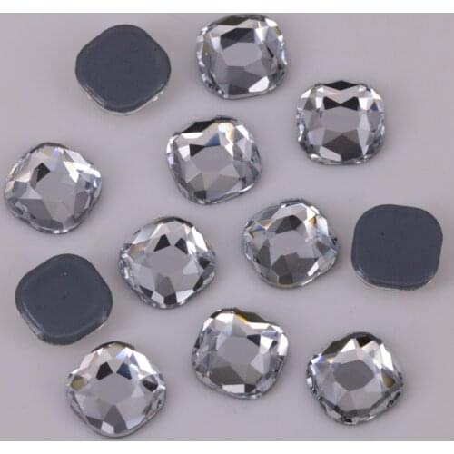 Lead Free AAA 6mm, 8mm Crystal Clear Classical Square Iron On Crystal Stones / Flat Back Hotfix Rhinestones