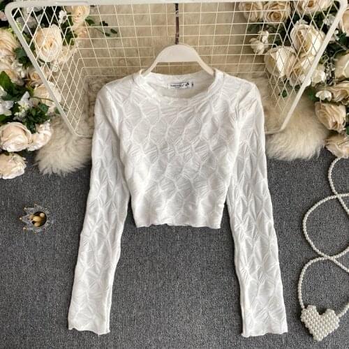 New 2021 Autumn T-shirt Women Round Neck Long Sleeve Bottoming Shirt Temperament Light Luxury Top HK096