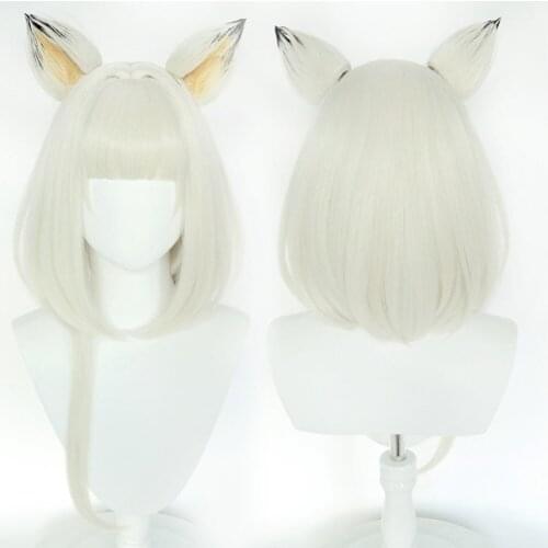 Game Arknights Kaltsit Cosplay Wig Long Wigs Heat Resistant Synthetic Wig With Ears