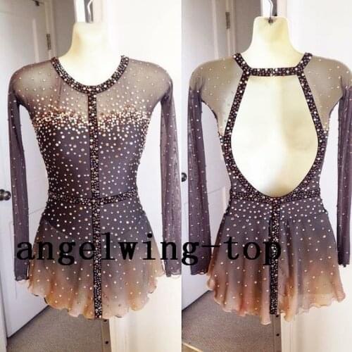 Ice skating dresses for girls competition ice skating dress custom ice figure skating dresses free shipping F422