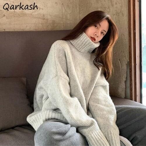 Pullovers Women Minimalist Thicker Female Warm Winter Cozy Chic Popular All-match Unisex Casual Boyfriend Ulzzang Street Style