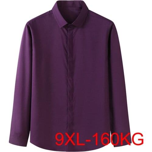Autumn spring 9XL bust 159cm men shirts 5XL 6XL 7XL Plus size business men shirts 6 colors