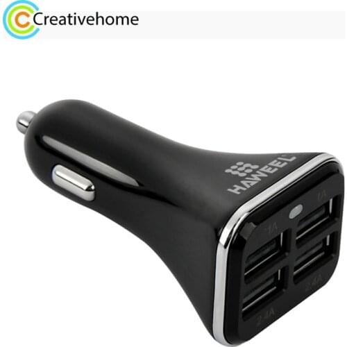 HAWEEL Universal 5V 6.8A 4 USB Ports Car Charger for Smartphone / Tablet PC(Black)