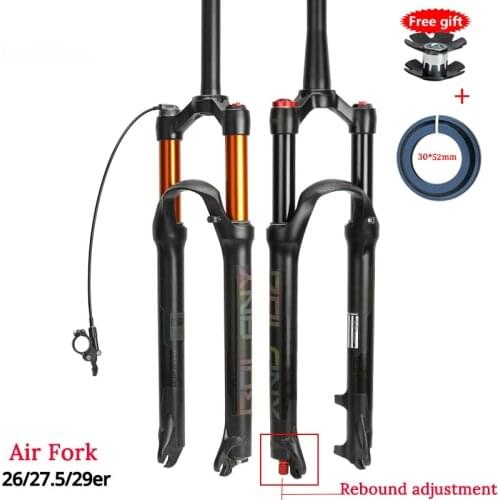 MTB Bicycle Air Fork Supension Rebound Adjustment 26/27.5/29 Lock Straight Tapered Mountain Fork For Bike Accessories