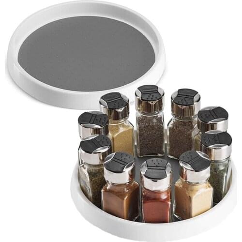 360 Rotating Storage Tray Round Non-Slip Spice Storage Rack Kitchen Seasoning Holder Plate Kitchen Bathroom Organizer Shelf