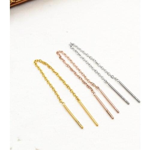 New rose gold color stainless steel chain ear line long earrings, fashion earings for women boucle d'oreille femme pendante