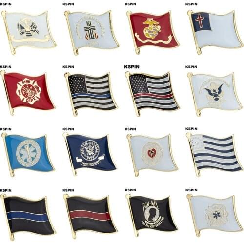 Flag Laple Pin Badge Brooch Army Presbyterian Marines Fire Rescue Mormon Lutheran Navy Coast Guard EMS