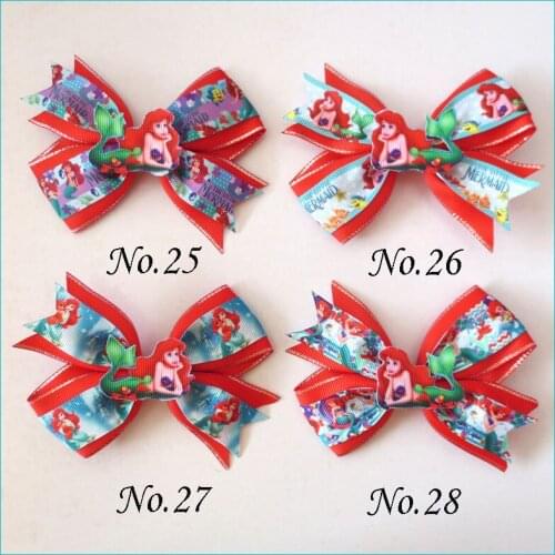 100 BLESSING Girl 4.5" Two Tone Wing Mermaids Hair Bow Clip Princess Baby Unicorn Rainbow