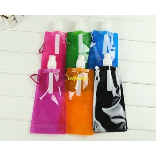1000pcs/lot Portable Plastic Foldable bag Bottle Outdoor Sport Supplies Hiking Camping Soft Flask Bags