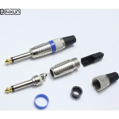 2pcs 6.35mm 2 Pole Mono Sophomore Core 6.35 Amplifier Microphone Plug 6.35mm jack plugs 6.5mm Connector