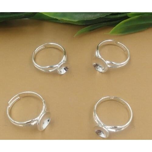 20pcs 8/10mm Rings Settings Bases Bezel Tray Blank Bezel Tray Fit Cabochon Cameo DIY Finger Rings Findings
