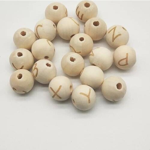 200 pcs 14mm wooden nature beads english alphabet letters beads diy jewelry accessories
