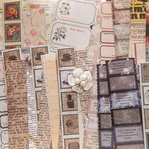 30Pcs/Lot Vintage Plant Galaxy Stamp Journal Decorative Writable Stickers Scrapbooking Stick Label Diary Album Stickers