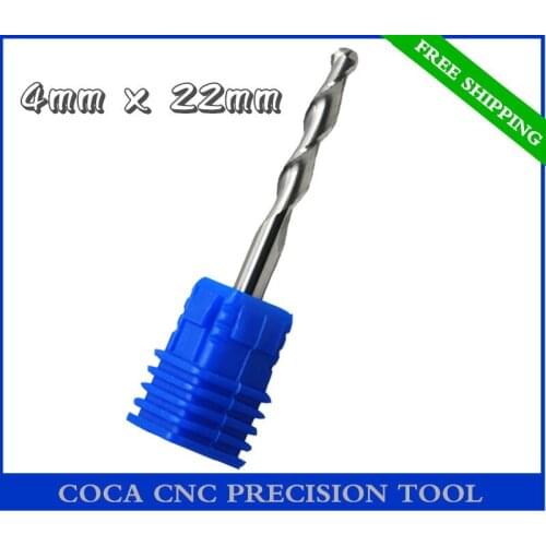 4mm*22mm,freeshipping,CNC machine tool,Solid carbide milling cutter,Class-A 2 flutes ball nose end mill,Acrylic,PVC,MDF,Hardwood