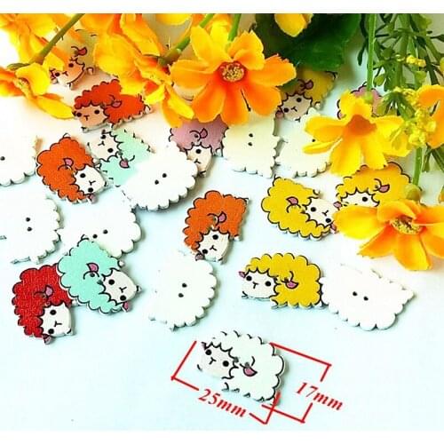 50pcs/lot Mix Lovely Animals buttons 2 Holes Wooden Buttons Scrapbooking Sewing Supplies para artesanato botoes 25x17mm