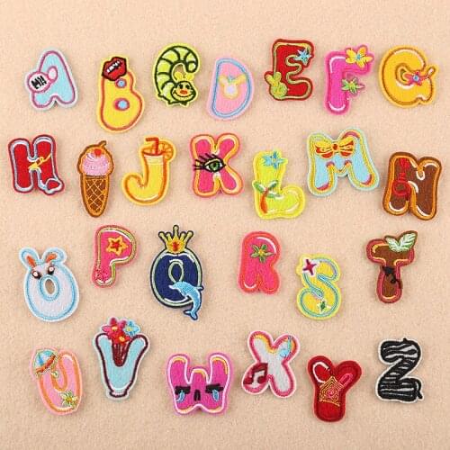 50pcs Iron on Alphabet Patches DIY Animal Shaped Letter Iron on Patches Bags Hats Shoes Shirts - A-Z Iron On Embroidery Letters