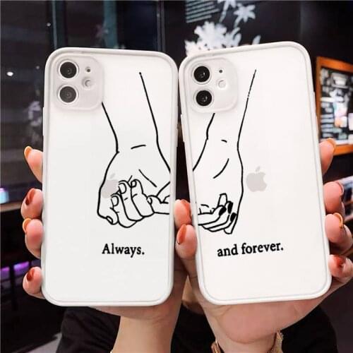 Phone Case For iPhone 12 11 Mini Pro XR XS Max 7 8 Plus X Always And Forever Best Friends Matte transparent White Cover